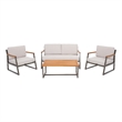 Safavieh Randolph 4 Pc Wood Living Set in Gray / Light Gray