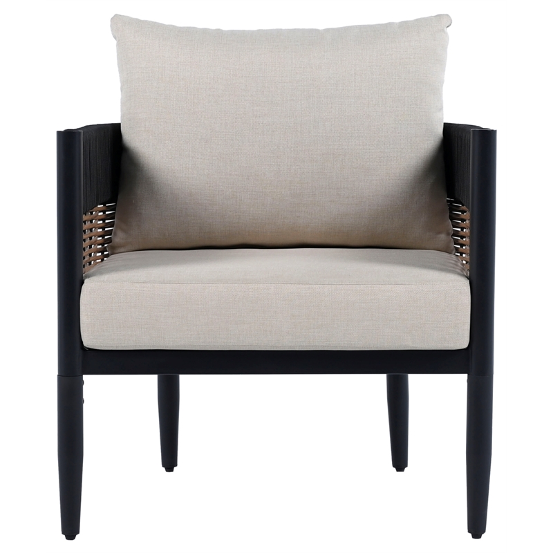Safavieh Harrison Fabric and Steel Chair Set of 2  in Black / Taupe