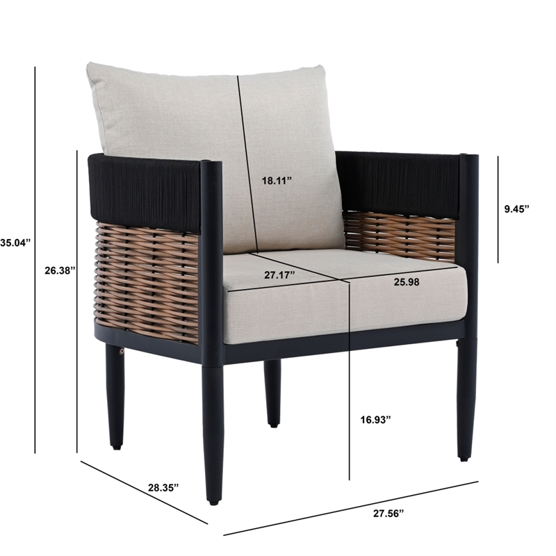 Safavieh Harrison Fabric and Steel Chair Set of 2  in Black / Taupe