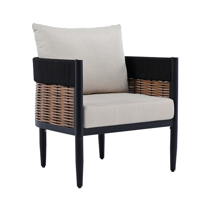 Safavieh Harrison Fabric and Steel Chair Set of 2  in Black / Taupe