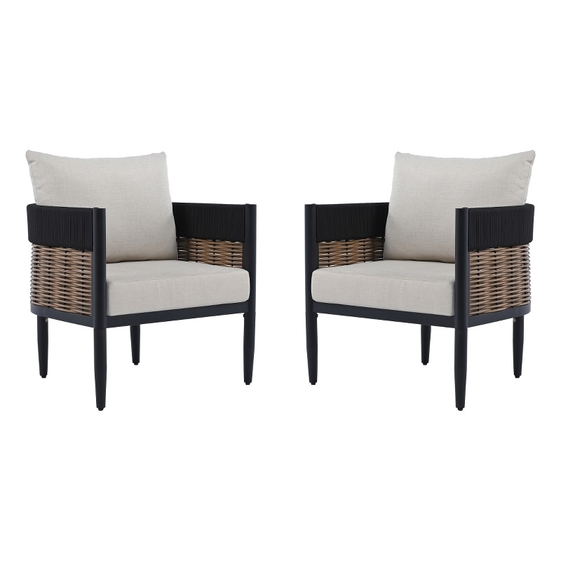 Safavieh Harrison Fabric and Steel Chair Set of 2  in Black / Taupe
