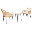 Safavieh Berlen 3Pc Rattan and Steel Lounger Set in Natural / Beige