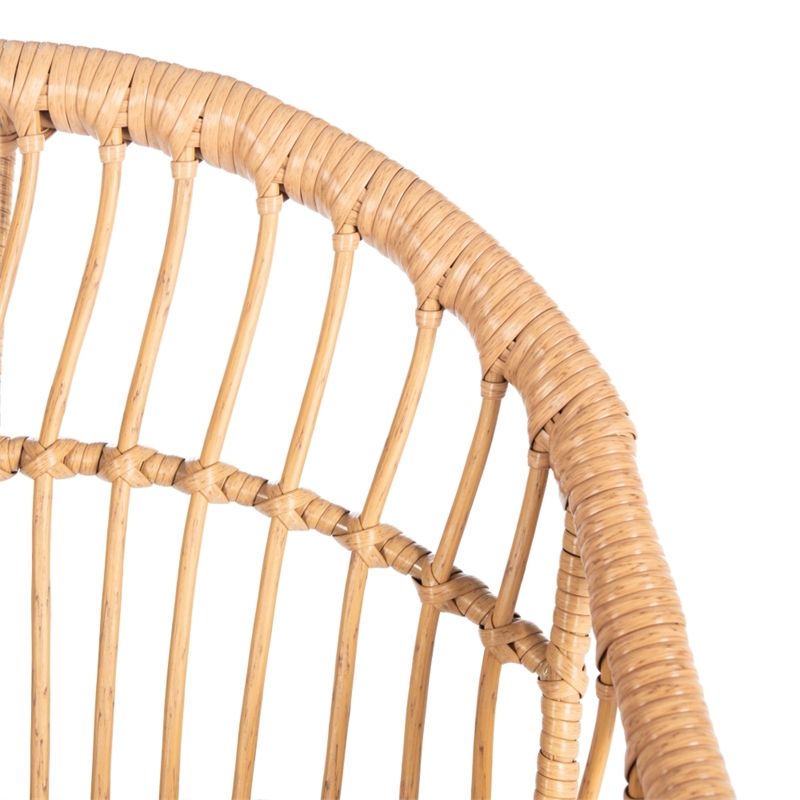 Safavieh Berlen 3Pc Rattan and Steel Lounger Set in Natural / Navy