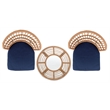 Safavieh Prenza 3Pc Rattan and Steel Lounger Set in Natural / Navy