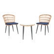 Safavieh Prenza 3Pc Rattan and Steel Lounger Set in Natural / Navy