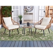 Safavieh Warlen 3Pc Rattan and Steel Lounger Set in Natural / Beige