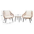 Safavieh Warlen 3Pc Rattan and Steel Lounger Set in Natural / Beige