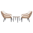 Safavieh Warlen 3Pc Rattan and Steel Lounger Set in Natural / Beige