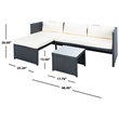 Safavieh Bronson 3 Pc Rattan and Steel Sofa Set in Black / Beige