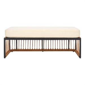 Safavieh Bola Steel and Rattan Bench in Natural / Beige