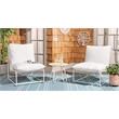 Safavieh Archie 3 Pc Steel and Fabric Living Set in White / Beige