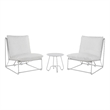 Safavieh Archie 3 Pc Steel and Fabric Living Set in White / Beige