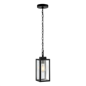 Safavieh Clemens 5 &quotIron and Glass Extendable Outdoor Pendant in Black