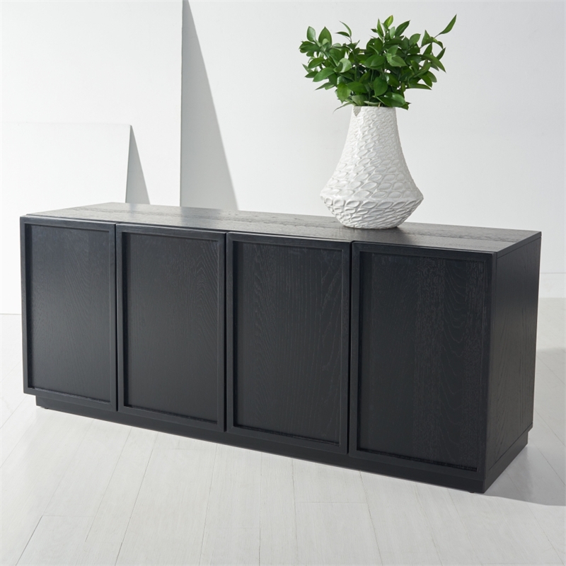 Safavieh Zeus 4 Door Wood Media Stand  in Black