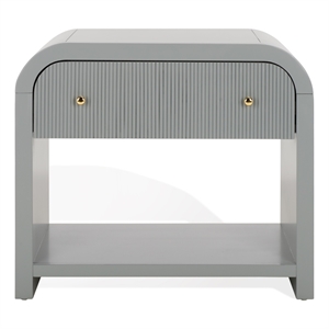 Safavieh Liabella 1 Drawer Wood Curved Nightstand in Light Gray / Gold