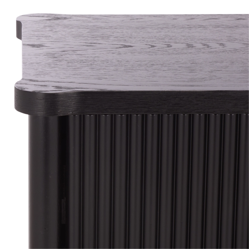 Safavieh Shelbie 1 Drawer Reeded Wood Nightstand in Black