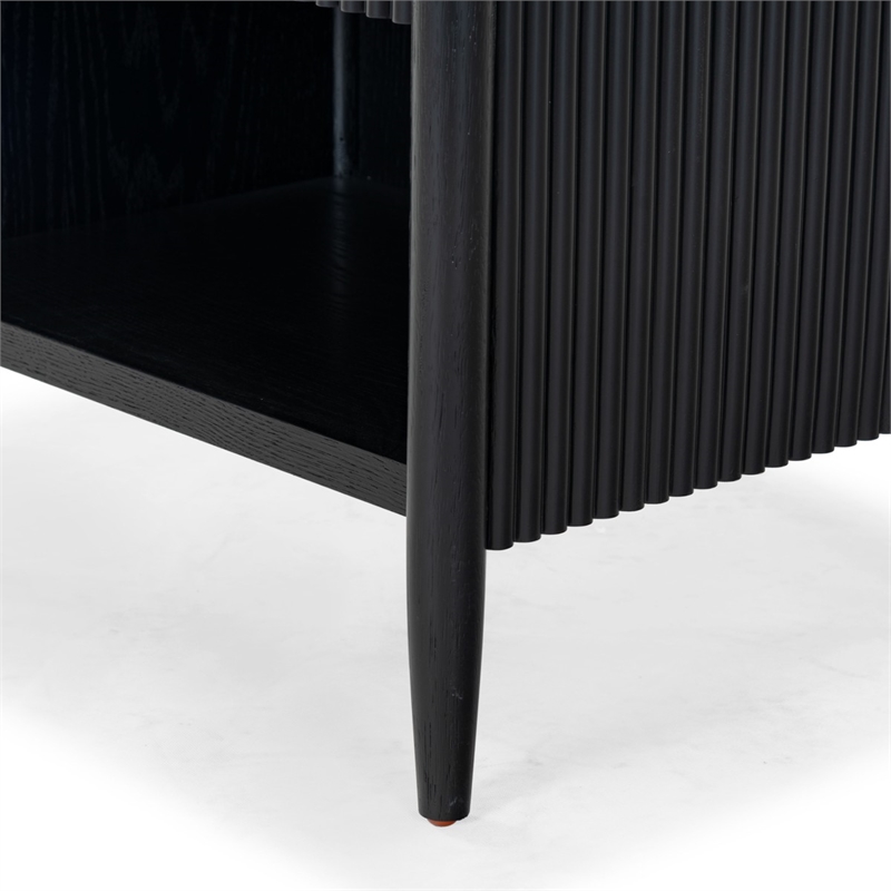 Safavieh Shelbie 1 Drawer Reeded Wood Nightstand in Black