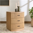 Safavieh Shelbie 3 Drawer Reeded Wood Nightstand in Oak / Black