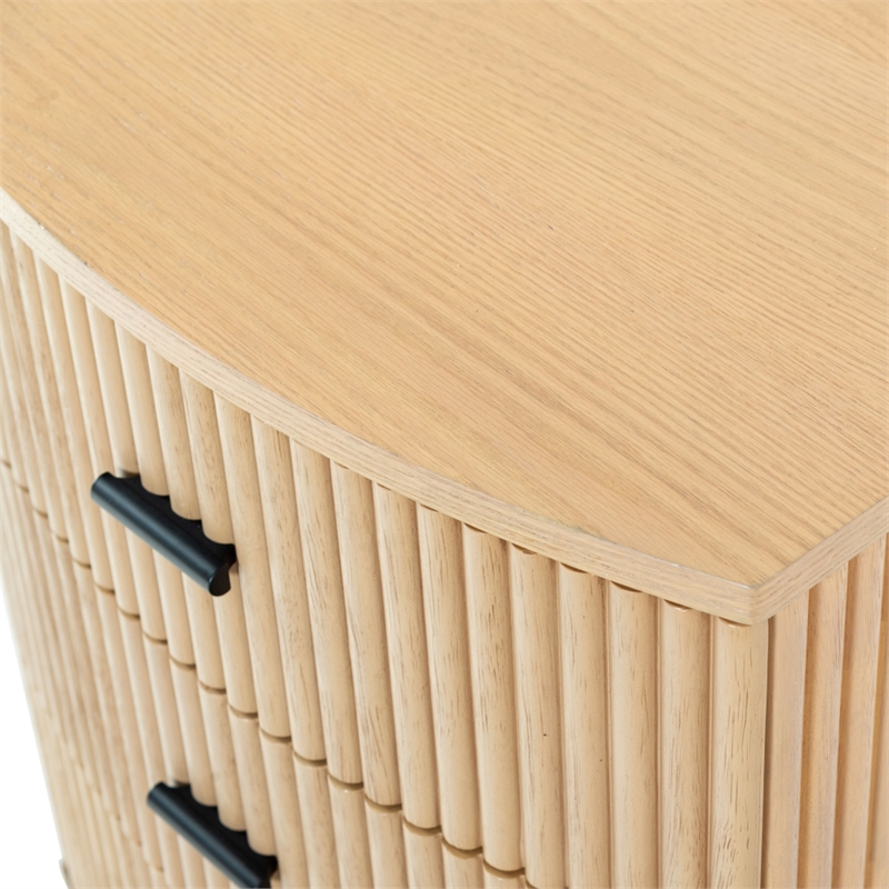 Safavieh Shelbie 3 Drawer Reeded Wood Nightstand in Oak / Black