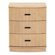Safavieh Shelbie 3 Drawer Reeded Wood Nightstand in Oak / Black