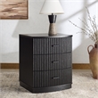 Safavieh Shelbie 3 Drawer Reeded Wood Nightstand in Black / Black