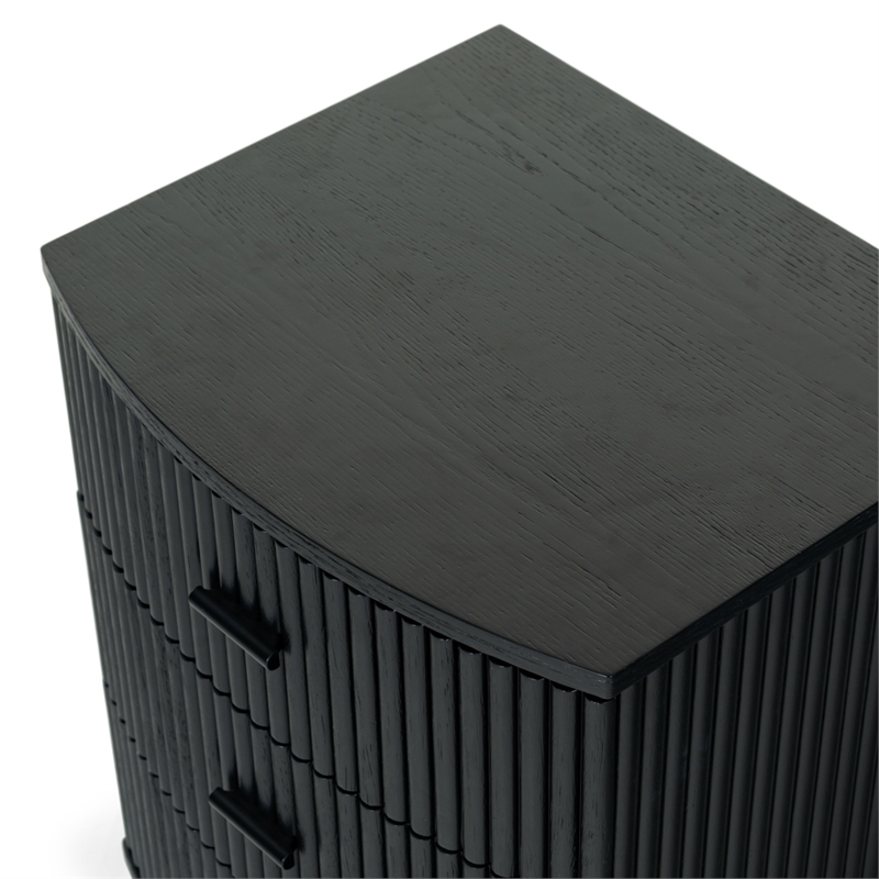 Safavieh Shelbie 3 Drawer Reeded Wood Nightstand in Black / Black