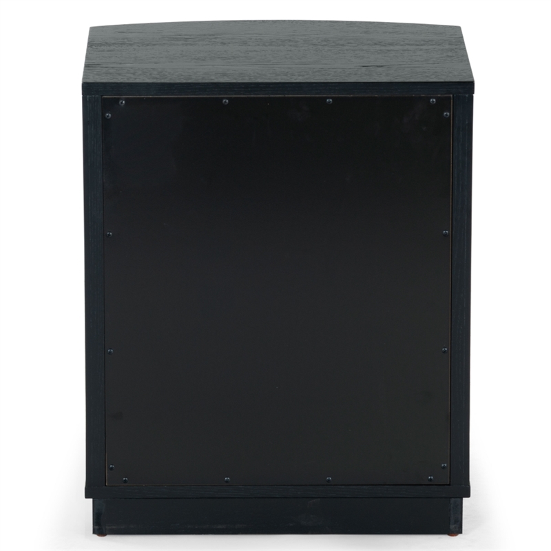 Safavieh Shelbie 3 Drawer Reeded Wood Nightstand in Black / Black