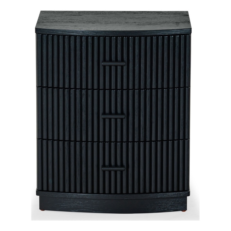 Safavieh Shelbie 3 Drawer Reeded Wood Nightstand in Black / Black