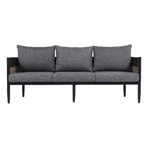 Safavieh Harrison 3 Seater Fabric and Steel Sofa in Black / Gray