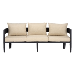 Safavieh Viola 3 Seater Steel Sofa in Black / Taupe