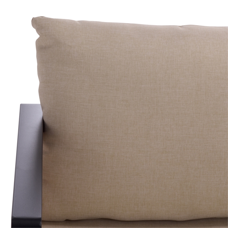 Safavieh Baker 3 Seater Steel and Wood Sofa  in Black / Taupe