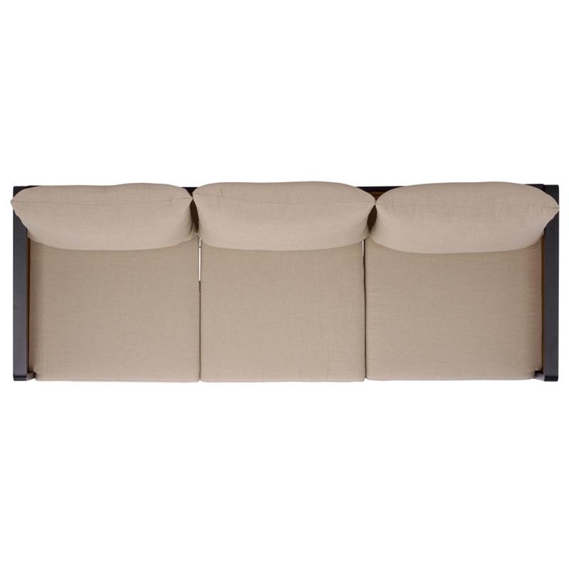 Safavieh Baker 3 Seater Steel and Wood Sofa  in Black / Taupe