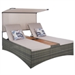 Safavieh Adora Rattan and Steel Double Daybed in Gray / Brown / Taupe