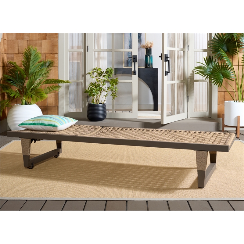 Safavieh Arthur Iron Lounge Chair in Gray / Tan