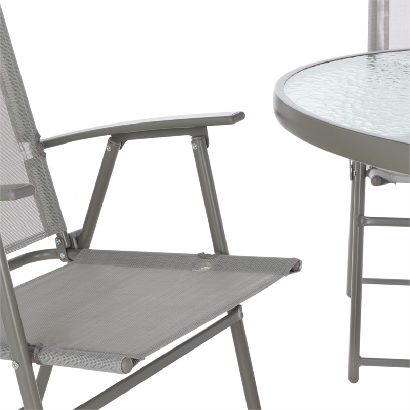 Safavieh Monico Steel and Fabric Dining Set in Gray