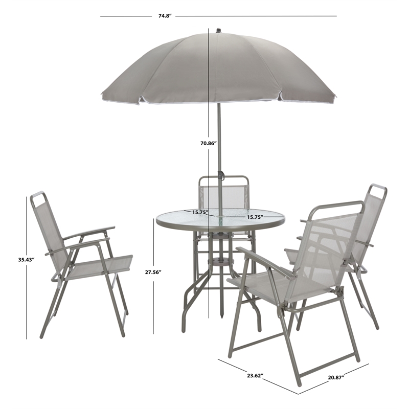 Safavieh Monico Steel and Fabric Dining Set in Gray