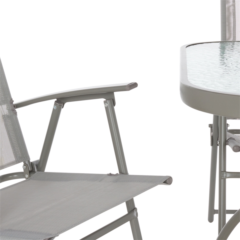 Safavieh Laurenti Steel and Fabric Dining Set in Gray