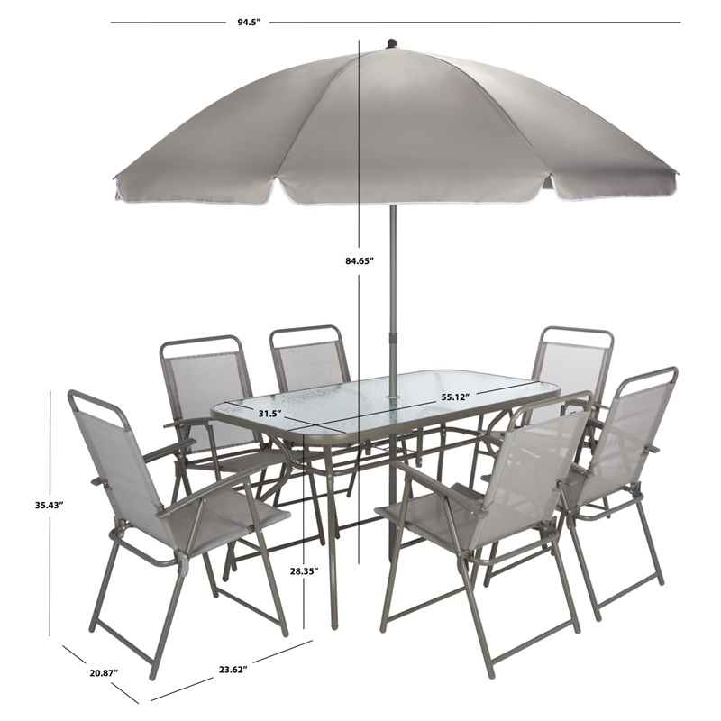 Safavieh Laurenti Steel and Fabric Dining Set in Gray