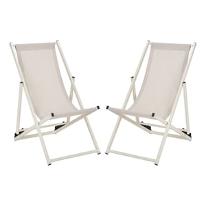 Safavieh Breslin Set of 2 Aluminum Sling Chairs  in Beige