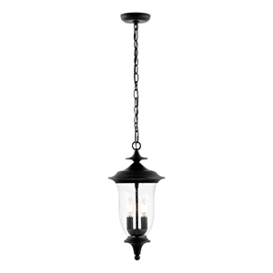 Safavieh Dowell 9 &quot Iron and Glass Outdoor Pendant in Black
