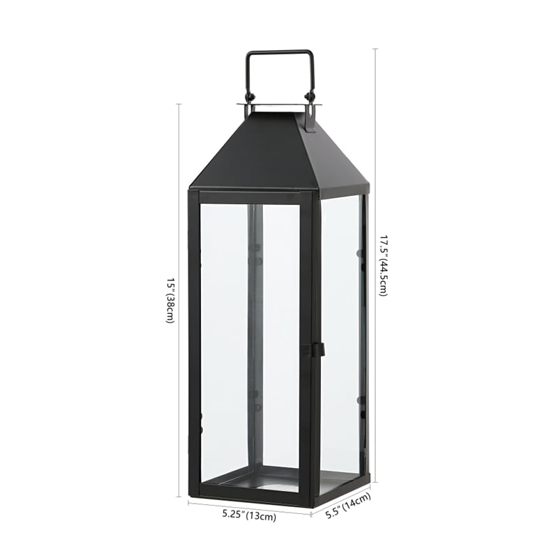 Safavieh Ruane Iron and Glass Outdoor Lantern Set of 2 in Black