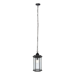 Safavieh Hylan 8.27 &quot Steel and Glass Outdoor Pendant in Black