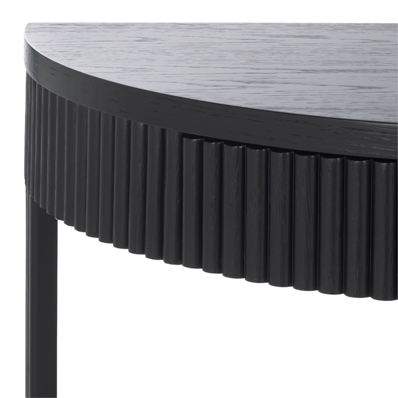 Safavieh Shelbie Reeded Half Moon Wood Console Table in Black / Black
