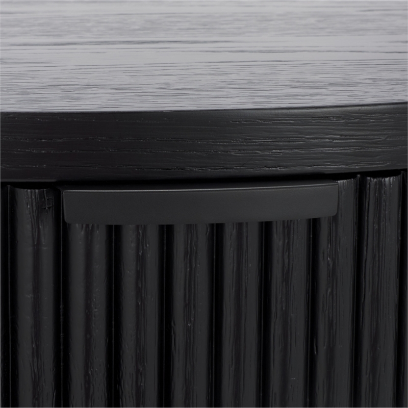 Safavieh Shelbie Reeded Half Moon Wood Console Table in Black / Black