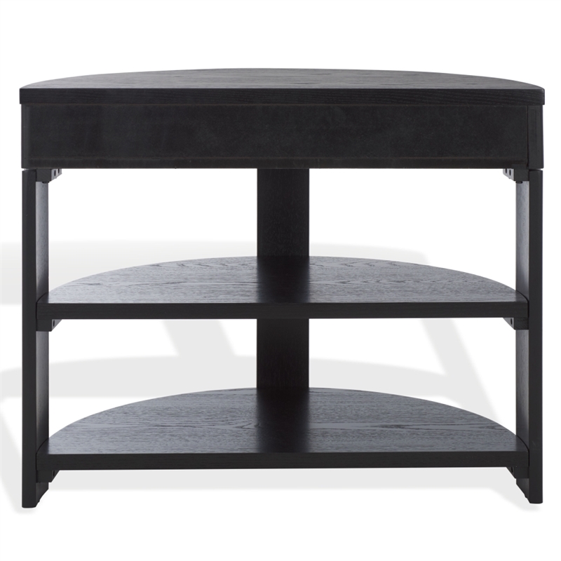 Safavieh Shelbie Reeded Half Moon Wood Console Table in Black / Black