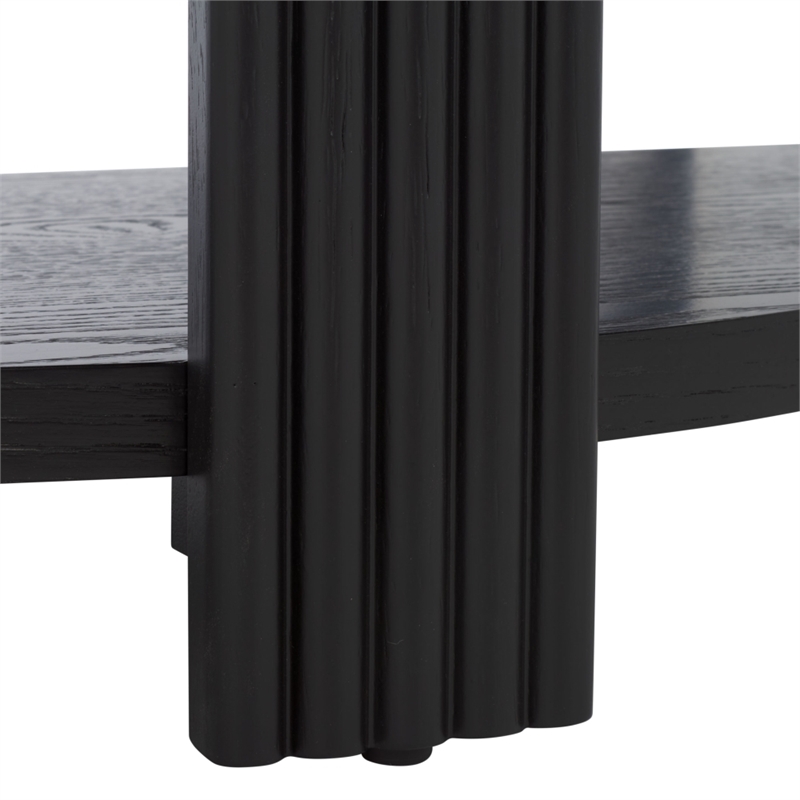 Safavieh Shelbie Reeded Half Moon Wood Console Table in Black / Black