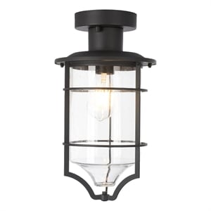 Safavieh Rueda 8.2 &quot Steel and Glass Outdoor Flush Mount in Bronze