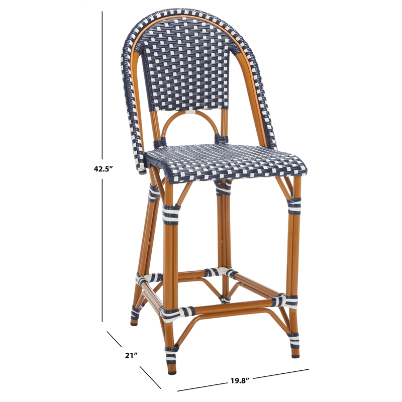 Safavieh California Metal Counter Stool in Navy / White