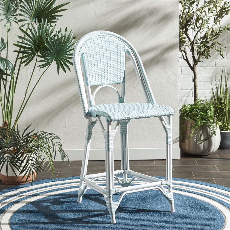 Safavieh California Metal Counter Stool in Baby Blue / White