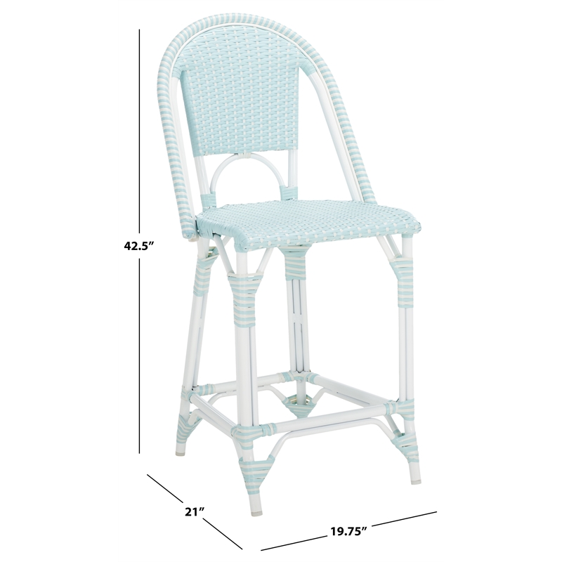 Safavieh California Metal Counter Stool in Baby Blue / White